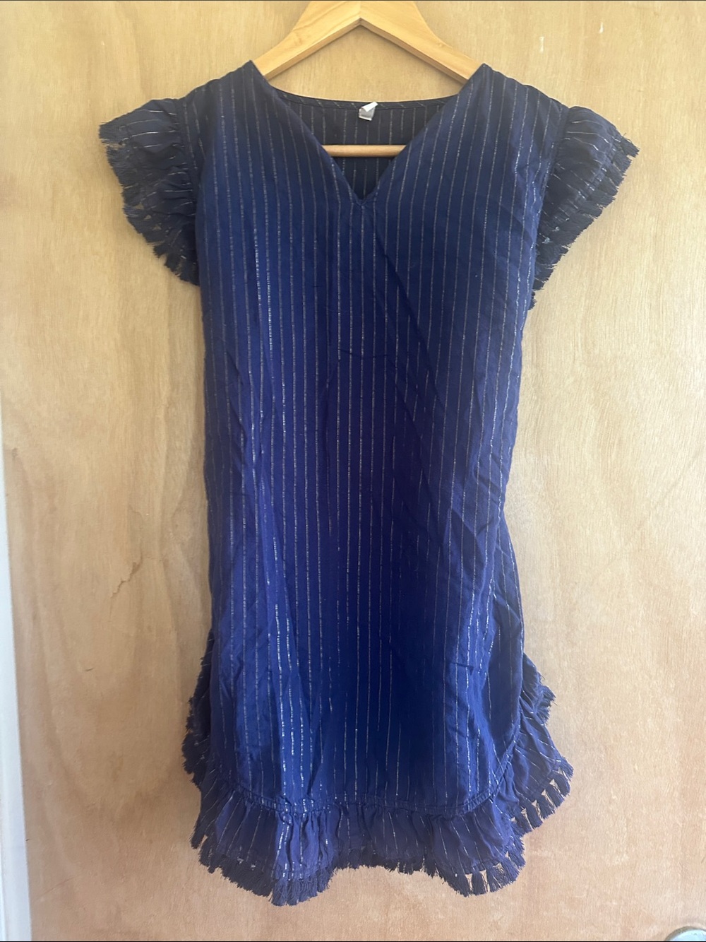 Zimmermann Navy Dress with Metallic Pinstripes
